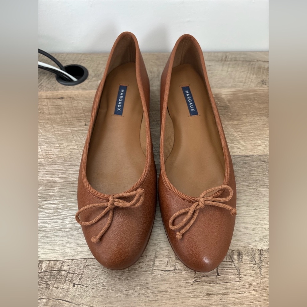 Margaux The Demi Round Toe Ballet Flat - Saddle Nappa (Brown) - Size 10W  (41)